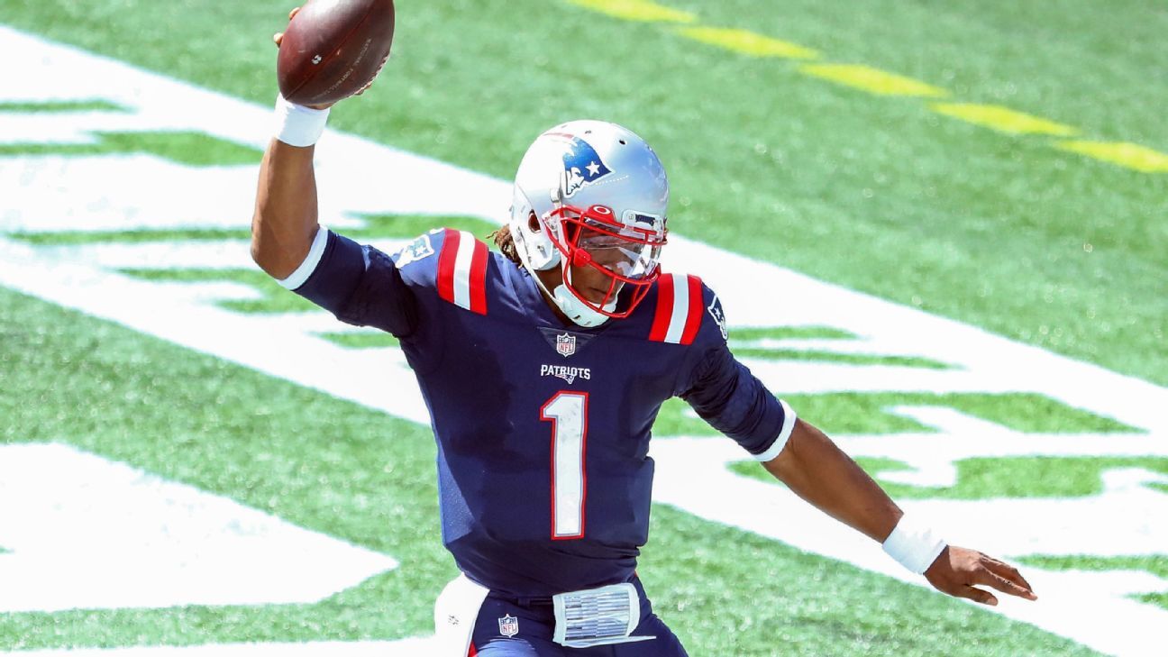 Cam Newton runs in for Patriots' first touchdown