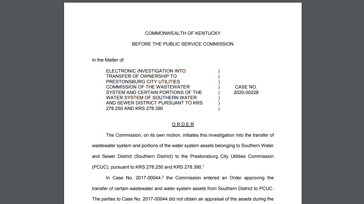 PSC investigating Floyd utility transfer